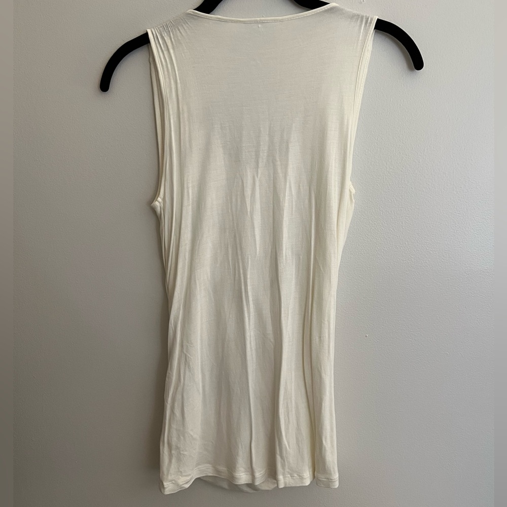 New York & Company Off White Sequin Tank Top with Plunging Cowl Neckline Size XS - Picture 3 of 5